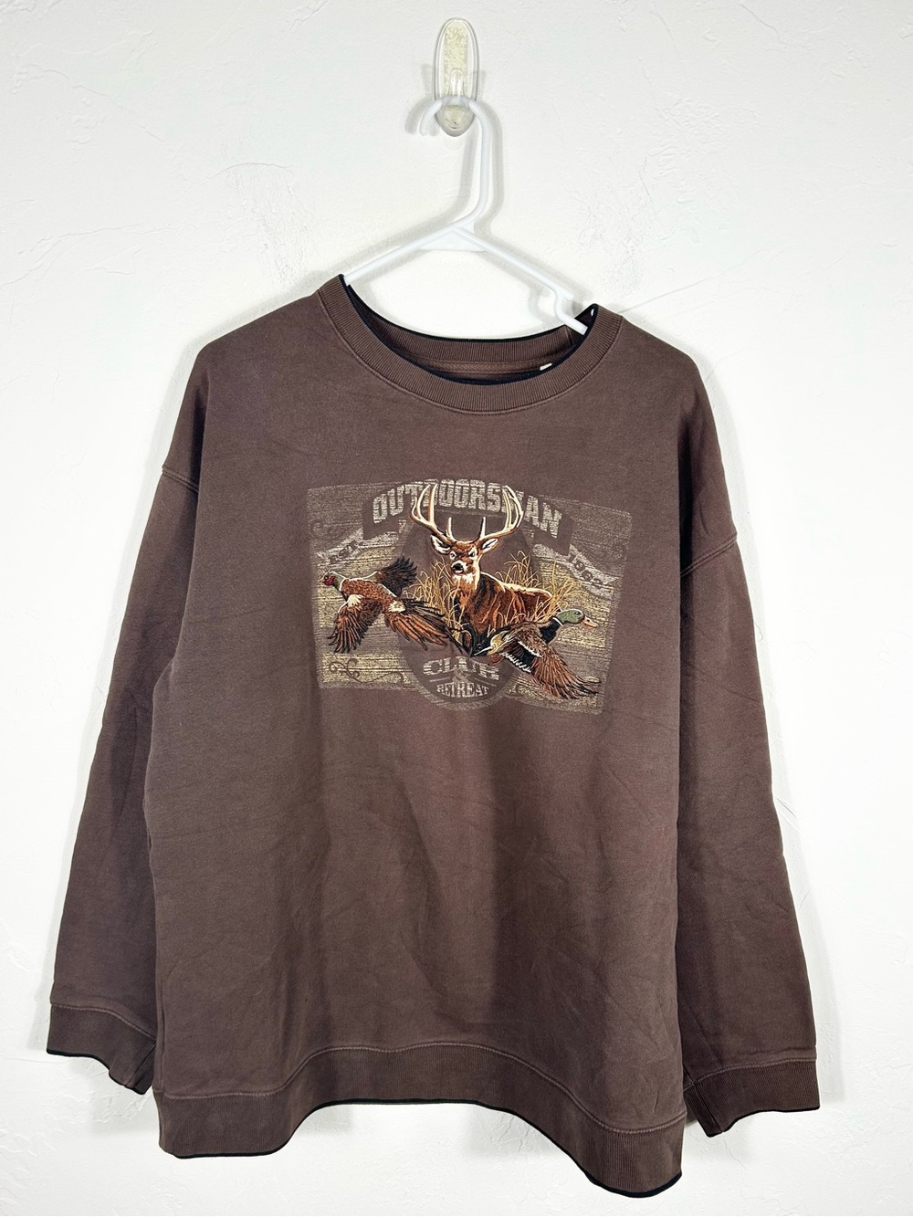 👁️ Vintage Croft & Barrow Outdoorsman Club Sweatshirt Deer Wildlife Brown Large